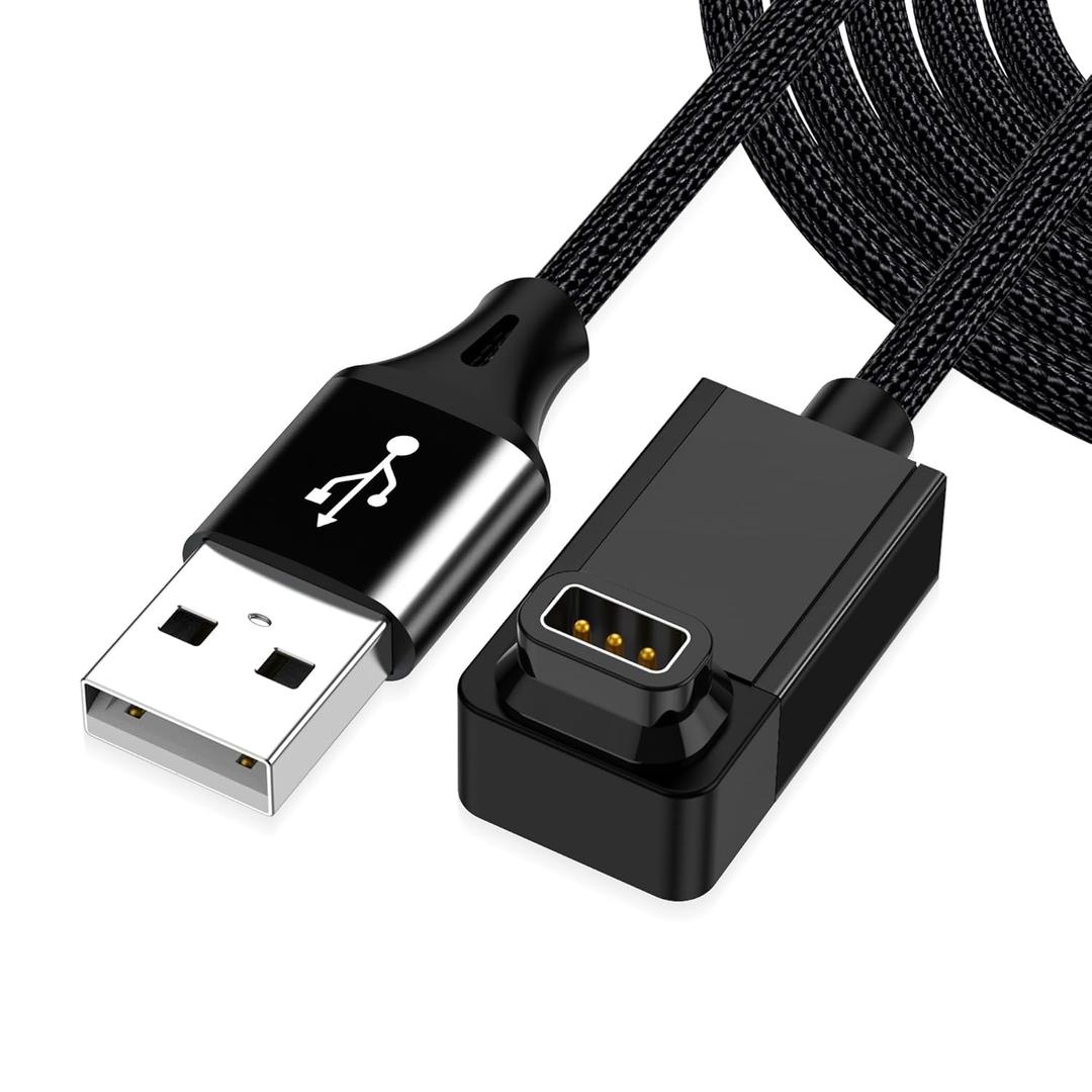 AGVEE 2 Pack 3.3ft Angled Replacement Charger Cable for Coros Smartwatch, 90 Degree Braided Cord for Coros Pace 3/Pace 2/Apex 2 Pro/Apex 2/Apex/Vertix 2/Vertix, Black
