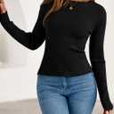 PRETTYGARDEN Womens Long Sleeve Shirts Ribbed Knit Fitted Cute Tops for Women Trendy Basic Pullover Shirt Fall Clothes (XXL)