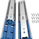 Soft Close Ball Bearing Drawer Slides 20 Inch, 5 Pairs 3-Section Full Extension Drawer Glides Heavy Duty Steel Side Mount Rails for Kitchen CabinetTool ChestOffice Furniture100 LBS