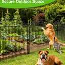 10 Panels 33in H x 29in L Garden Fence, 24ft L Black Metal No Dig Fence Temporary Animal Barrier for Dogs & Rabbits, Reusable Outdoor Yard Fencing