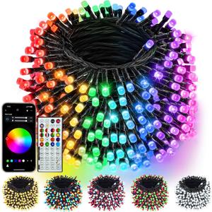 240LED Smart Color Changing Christmas Lights App Controlled, 95FT Waterproof RGB Twinkle String Light Music Sync Multiple Modes, Christmas Lights with Remote & Timer Indoor Outdoor Xmas Decorations