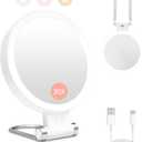 Makeup Mirror with Lights, Magnifying Mirror 1X/30X with Adjustable 3 Color Light, Double Side Control, 2000mAh Rechargeable, Lighted Makeup Mirror with Magnification, Smart Memory, Gift for Women
