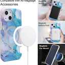 Magnetic Case for iPhone 13 and iPhone 14 6.1 inch Compatible with MagSafe Charging Soft TPU Bumper Slim Shockproof Protective Cute Cover with Screen Protector (Pastel Green Marble)