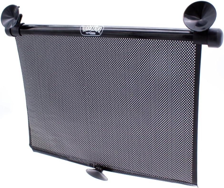 Toddleroo by North States - Extra Wide Car Window Shade for Baby: Car Shade for Side Windows - Retractable Pull-Down Roller - Black