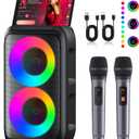Karaoke Machine, Portable Bluetooth Speaker with 2 Wireless Karaoke Microphones, Karaoke Machine for Adults Kids with PA System,Stage Monitors Support TWS/TF/USB/AUX for Home Party Stage,Xmas Gifts (Black)