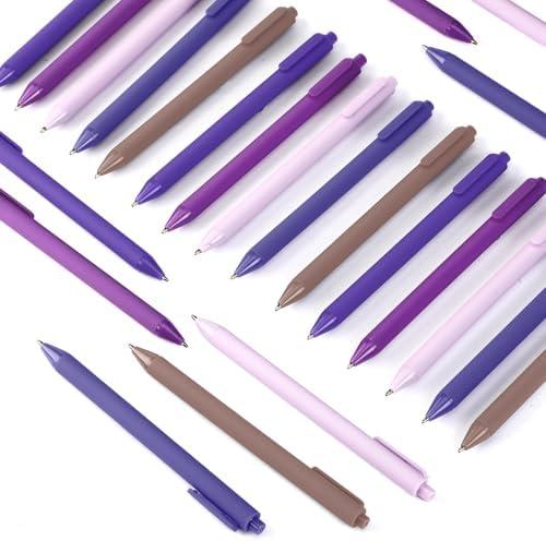 Dinifee 100 Pcs Ballpoint Pens Bulk Retractable Writing 1. 0 mm Black Ink Cute Pens Smooth Writing Color Fancy Gift for Teacher Student Employee Office School Home Baby Shower Supplies (Purple Series)