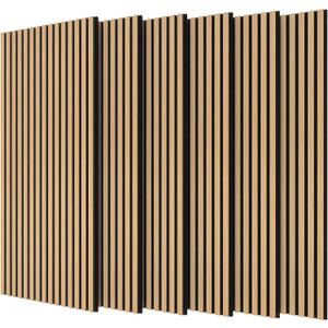 TONOR 6-Pack Wood Slat Panel, Acoustic Panels for Wall, 47.2"x23.6" - 46.41sq.ft. Wooden Soundproof Wall Panels for Interior Decor and Noise Cancelling, for Studio, Home, Bedroom, Office, Oak