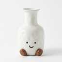 Cute Smile Face Vase White Ceramic Cute Flower Vase for Home Decor, Modern Decor Vase for Living Room Bedroom, for Women Friends Family