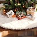 Christmas Tree Skirt, 60 inches White Luxury Christmas Tree Skirts, Xmas Faux Fur Tree Skirt Decorations for Christmas New Year Party