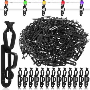 Blulu 200 Pcs Christmas Light Clips Hooks, Outdoor Universal Gutter and Shingle Clip Compatible with C9 C7 C6 for Roof, Roof Ridge Line, Fence, Icicle Lights (Black)