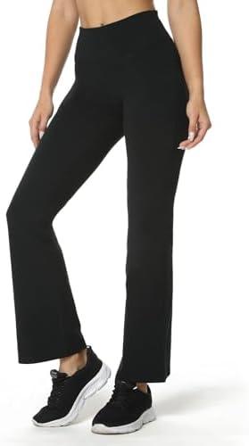 Houmous 29''31''33''35'' Inseam Women's Cotton Bootcut Pants Inner Pocket, Black, L