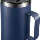 KXIAOCHEN 20oz Insulated Coffee Mug with Lid, Stainless Steel Coffee Cup, Double Wall Vacuum Coffee Tumbler with Handle, Premium Thermal Travel Coffee Mug (Blue Navy)
