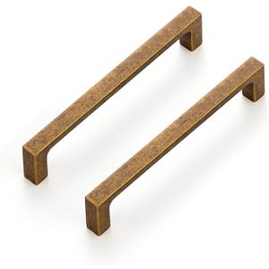 Ravinte 10 Pack Solid 5 Inch Kitchen Square Cabinet Handles Antique Brass Pulls Drawer Pulls Kitchen Cabinet Hardware Handles