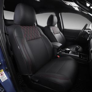 PTYYDS Seat Covers Compatible with 2016-2023 Toyota Tacoma Seat Covers Replacement for 16-23 Tacoma SR5 TRD Off Road Limited Accessories(Full Set,Black+Red)