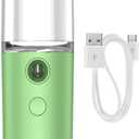 2 Pack  Mini Facial Steamer for Facial Deep Cleaning Portable Facial Steamer Facial Sprayer Handy Face Humidifier Mister Beauty Skin Care USB Rechargeable Facial Sprayer Machine 25ml Green