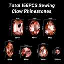 WILLBOND 156 Pcs Sew on Rhinestones Claw Flatback Crystal Rhinestones Metal Prong Setting Gems Acrylic Glass Sewing Gems for Clothes DIY Craft Shoes Dress Jewelry Making(Champagne)