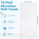 SmoothNovelty 16 Pack Microfiber Bath Towels Bulk 27'' x 60'' Oversized Beach Towel Highly Absorbent Extra Large Soft Drying for Shower Pool Salon Sauna Bathroom Gym Party (Simple,White), Simple Pattern