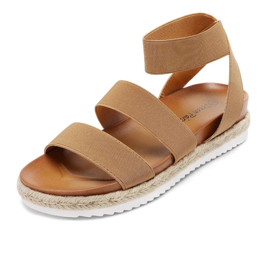 DREAM PAIRS Women’s Open Toe Ankle Strap Espadrille Flatform Platform Wedge Sandals 8