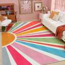 STARUIA Sun 8x10 Washable Area Rugs for Living Room, Non-Slip Backing Large Boho Rainbow Nursery kids Area Rug for Bedroom, Carpet Rug for Dining Guest Room Classroom Office Nursery Kids(Color,8'x10')