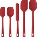 5 Pieces Silicone Spatula Set, Food Grade Rubber Spatula, Upgrade Strong Handle with Ergonomic Grip, Heat Resistant Up to 600F for Nonstick Cookware, Cooking Red