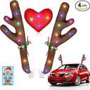 Hydencamm Rudolph Car Decoration with LED Lights, Car Antlers for Christmas with Window Sticker, Jingle Bells, Rudolph Nose  Car Reindeer Auto Holiday Accessories Decoration Kit for SUV Van Truck