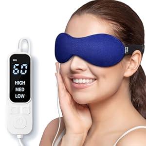 YFONG Heated Eye Mask for Dry Eyes, Stye and Migraines, USB Electric Eye Mask with 3 Temperature Settings & 4 Time Controls, Warm Eye Compress with Washable Cover for Eye Strain, Puffy and MGD (Indigo)
