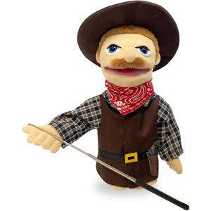 16"Puppets Entriloquist Puppe t,Hand P uppets for Kids Plush Cowboy Pupp ets for Adults with Removable Mouth P uppet for Kids Ages 4-8Hand Pu ppet for Adults with Scalable Puppet Control Rod