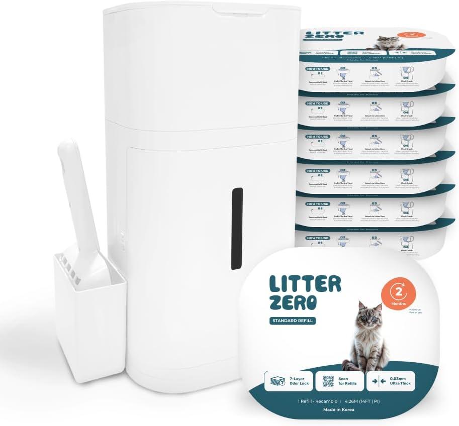 Litter Zero Base Set (Includes 1 Refill, Scoop) + 6 Additional Refills Pack