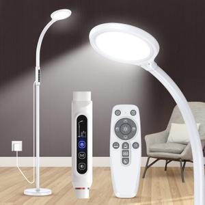Light Therapy Lamp 11000 Lux, LED UV-Free Sunlight Lamp,Full Spectrum Happy Therapy Lamp with 10 Adjustable Brightness Levels, 2 in 1 Retractable Floor Light Therapy Lamp (White)