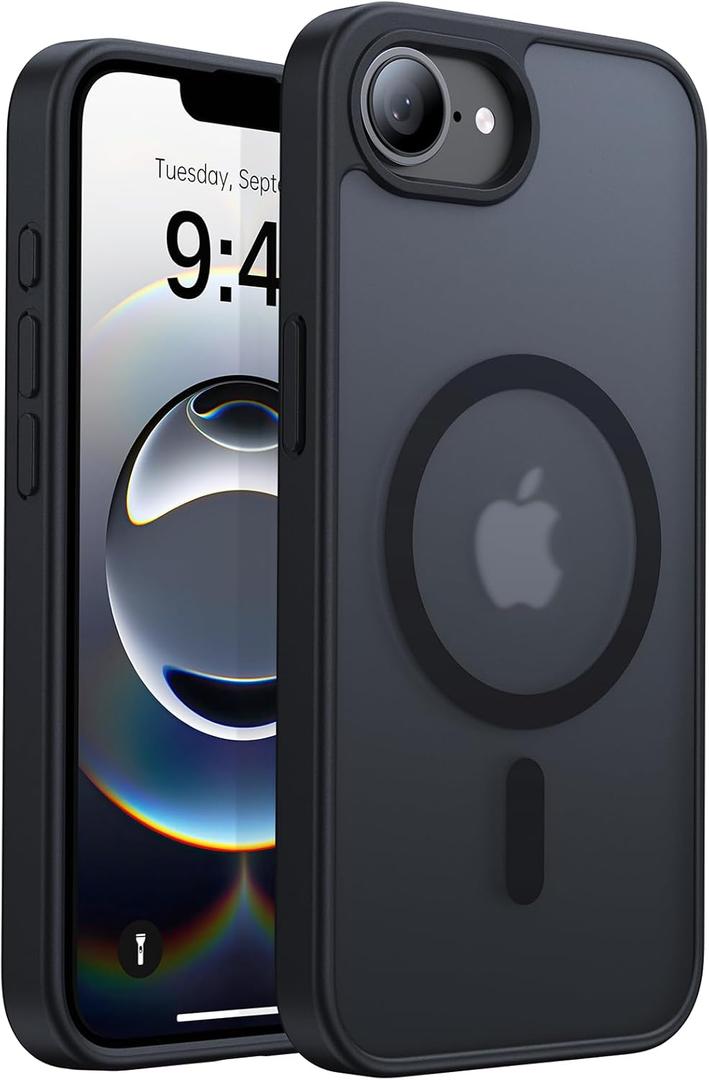 Eastinbox Magnetic Shockproof for iPhone 17e & iPhone 16e Case [Compatible with MagSafe] [Military-Grade Protection] Anti-Yellowing, Matte Protective Phone Case for iPhone 17 e/16 e 6.1", Black