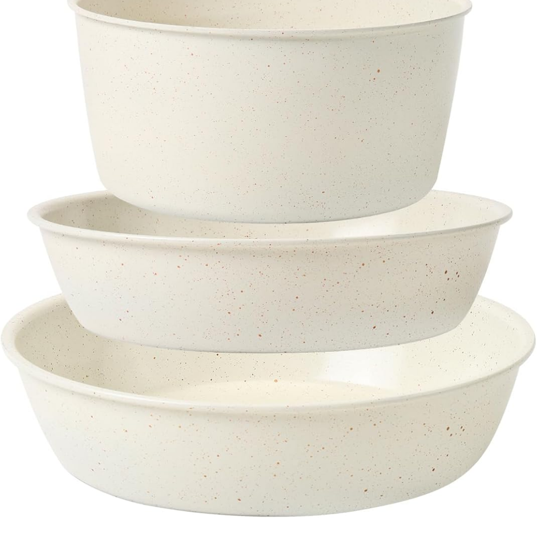 CAROTE 4pcs Pots and Pans Set, Nonstick Cookware Detachable,Induction RV Kitchen Set, Oven Safe, Cream White