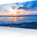 Wapluam Canvas Wall Art For Living Room Office Wall Decor Blue Beach Ocean Sea Waves Landscape Wall Painting Ready To Hang Bedroom Home Decorations Canvas Prints Posters Pictures Wall Mural Artwork (40"L x 20"W)