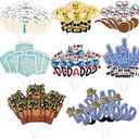 2 x 48Pcs Father's Day Cupcake Toppers Happy Dad Birthday Party Cake Decorations Best Dad Ever Dessert Decor Supplies for Dad Birthday Father's Day Party (8 Design)