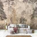 -Vintage Forest Natural Wall Bedroom Mural XT18 L 180" x 115"