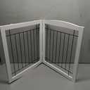LZRS 2-Panel Freestanding Foldable Wood Dog Gate  Solid Wood & Steel Wire, Chew-Resistant Pet Barrier for Indoor Use, Ideal for Small to Medium Dogs, White