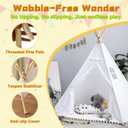 4 Pack Teepee Tent for Kids Slumber Party, Cotton Canvas Playhouse Sleepover Tent with Pompom for Girls & Boys Movie Night Holiday Party Supplies (White), 17 inches x 7 inches x 8 inches