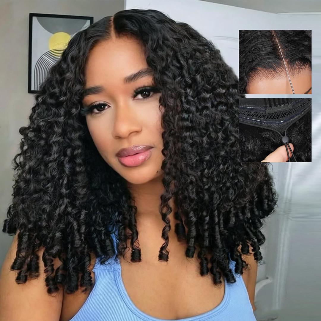 7x5 Glueless Wig Human Hair Burmese Curly HD Lace Front Wig Pre Plucked Pre Cut 220 Density Breathable Comfortable Daily Wear Natural Look 20 Inch Natural Color