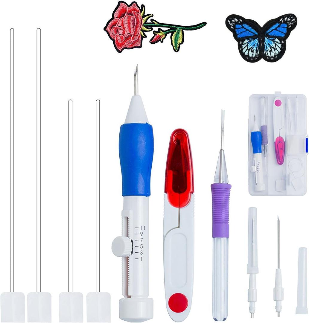 Islmlisa Magic Embroidery Pen Set - Punch Needles for Embroidery Threaders DIY Sewing