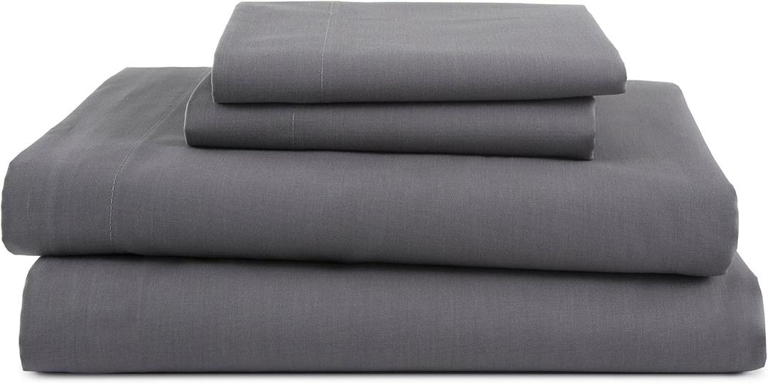 3 Piece Twin Sheets Set | Twin Bed Sheets Set – Light Weight, Soft Breathable Sheets | Brushed Cotton Rich Blend | Secure-Fit, Wrinkle Resistant, Durable, Easy Care Bed Sheets | Comfy Sheets | Gray