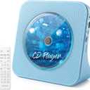 Gueray CD Player Portable Bluetooth Desktop CD Player for Home with Timer Built-in HiFi Speakers with LCD Screen Display Boombox FM Radio USB Type-c (Blue)