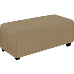 Easy-Going Stretch Ottoman Cover Folding Storage Stool Furniture Protector Soft Rectangle slipcover with Elastic Bottom(Ottoman X-Large,Tan)