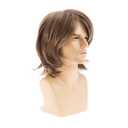 Sallcks Mens Short Brown Natural Straight Layered Synthetic Hair Wig for Daily Party Halloween