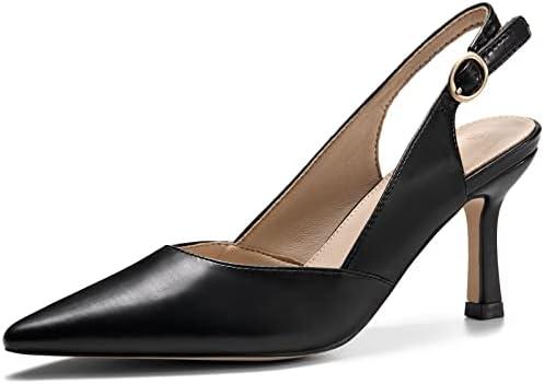 Rilista Women's Slingback Kitten Heels Closed Pointed Toe Backless Wedding Party Dress Pumps Shoes Size US 8
