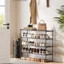 SONGMICS Shoe Rack, 4-Tier Shoe Organizer, Metal Storage Shelf, Upright or Upside Down, for 20-25 Pairs, Stackable, for Entryway, 11.8 x 36.2 x 29.1 Inches, Black ULSA14BK