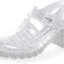 Hee grand Crystal Jelly Heel Sandals For Women Summer Beach Jelly Shoes Size 39