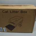 Stainless Steel Cat Litter Box with Lid, 20" L x 14.2" W x11.8 H, Large Cat Litter Box for Multiple Cats with High Sided, No-Leak & Stick, Easy to Clean, Includes Litter Mat & Multi Functional Scoop