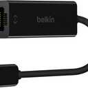 Belkin USB-C to Ethernet Adapter, Gigabit Ethernet Port Compatible w/ USB-C Devices, USB-C to Ethernet Cable for MacBook Pro & Dell XPS 13 Laptops, Ethernet USB-C Hub, Ethernet USB-C Adapter - Black