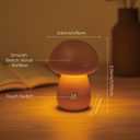 Mushroom Lamp, Rechargeable Touch Control Mushroom Night Light, Portable Dimmable Wooden Lamp for Kids Room, Bedroom, 3.9" H