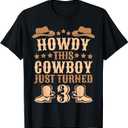 3yr Birthday Cowboy Western 3 Year Old Boy Kids 3rd Birthday T-Shirt S