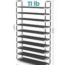 SONGMICS Shoe Rack, 10-Tier Shoe Shelf, Shoe Storage Organizer, 11.4 x 39.4 x 68.9 Inches, Metal Frame, Non-Woven Fabric Shelves, for Entryway, Bedroom, Black ULSH11H